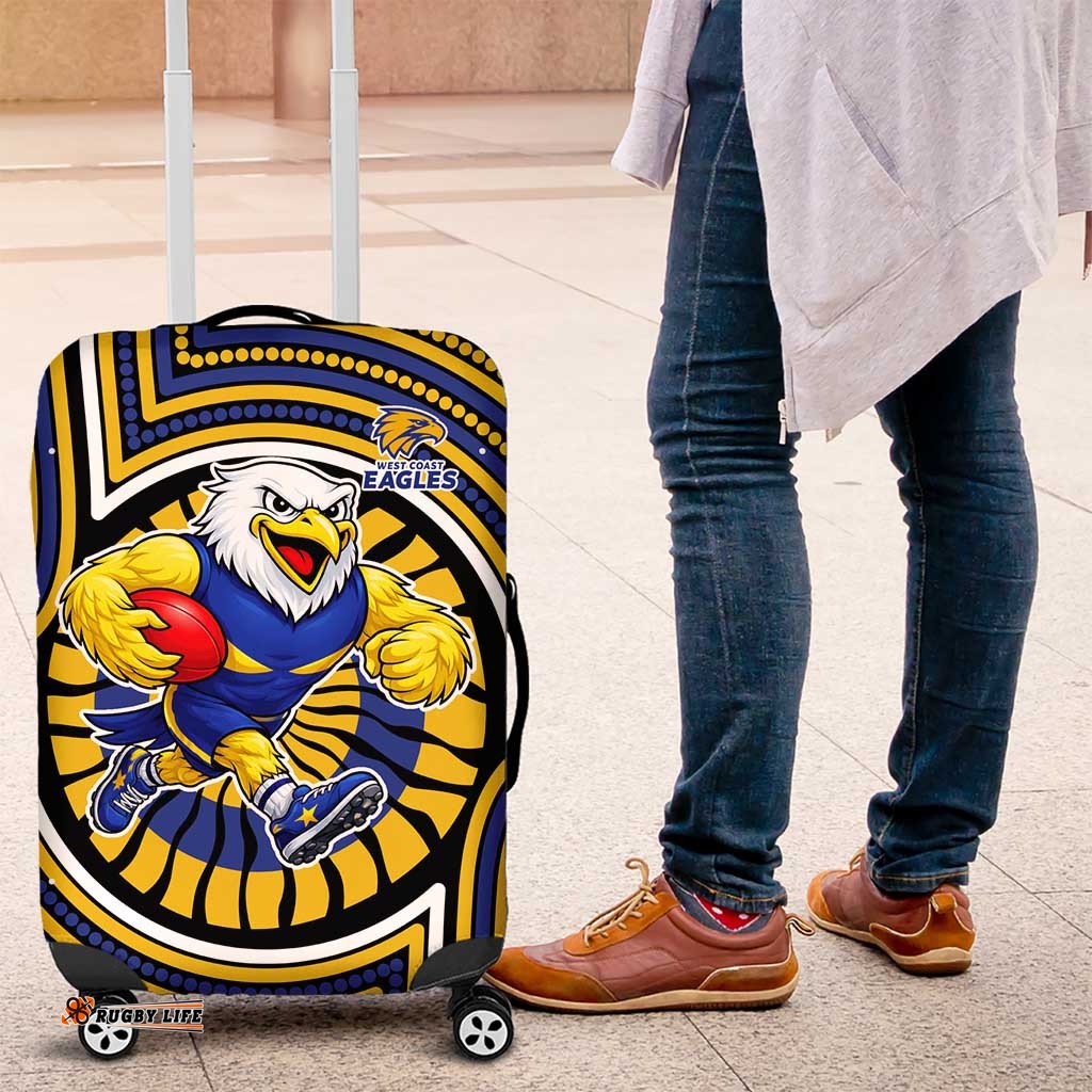 West Coast Eagles Luggage Cover Indigenous Monochrome Dot Art Mascot Style TS04