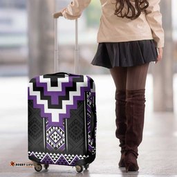 Purple Taniko Pattern Aotearoa Luggage Cover Niho Taniwha Mix Poutama LT14