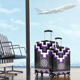 Purple Taniko Pattern Aotearoa Luggage Cover Niho Taniwha Mix Poutama LT14