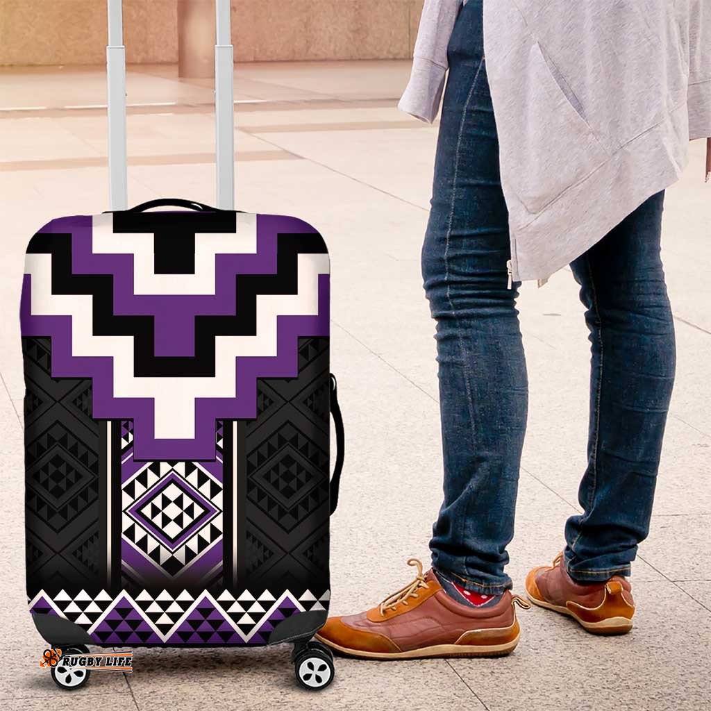 Purple Taniko Pattern Aotearoa Luggage Cover Niho Taniwha Mix Poutama LT14