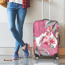 Pink Cockatoo Australia Day Luggage Cover Proud To Be An Aussie Opal Eucalyptus Blossoms LT14