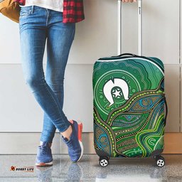 Torres Strait Islands Luggage Cover Indigenous Ocean Wave Dot Green Color TS04