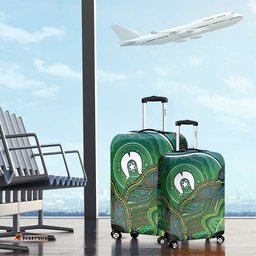 Torres Strait Islands Luggage Cover Indigenous Ocean Wave Dot Green Color TS04