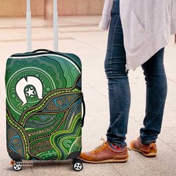 Torres Strait Islands Luggage Cover Indigenous Ocean Wave Dot Green Color TS04