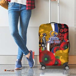 West Eagles ANZAC Personalised Luggage Cover Lest We Forget Poppy Camo LT9
