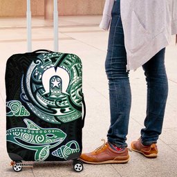 Whale and Dhari Torres Strait Islands Luggage Cover Deep Green Oceanic Tribal Pattern Art TS04