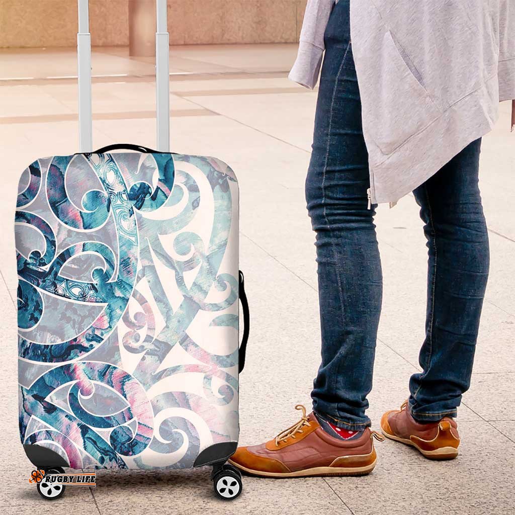 Turquoise Paua Shell Maori Luggage Cover Koru Kowhaiwhai LT7