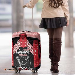 Toitu Te Tiriti O Waitangi Luggage Cover Maori Wharenui With Taniko Motifs LT14