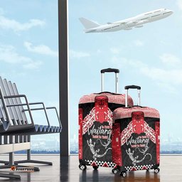 Toitu Te Tiriti O Waitangi Luggage Cover Maori Wharenui With Taniko Motifs LT14