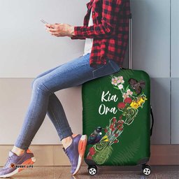 Kia Ora New Zealand Floral Luggage Cover Sage Green LT7
