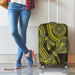 Yellow Indigenous Dragonfly Australia Luggage Cover Aboriginal Art LT14