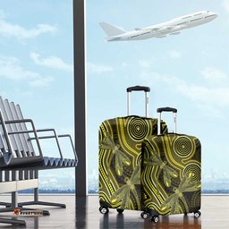 Yellow Indigenous Dragonfly Australia Luggage Cover Aboriginal Art LT14