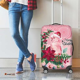 Watercolor Pink Galah Flowers Luggage Cover Australia Christmas Vibes LT9