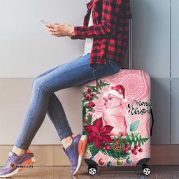 Watercolor Pink Galah Flowers Luggage Cover Australia Christmas Vibes LT9