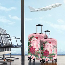 Watercolor Pink Galah Flowers Luggage Cover Australia Christmas Vibes LT9