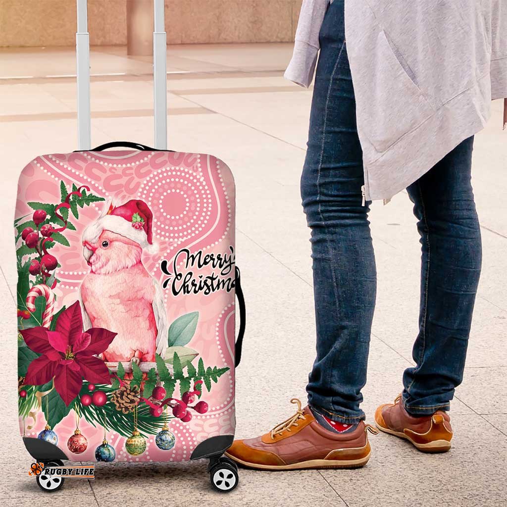 Watercolor Pink Galah Flowers Luggage Cover Australia Christmas Vibes LT9