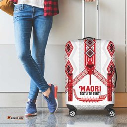 Toitu Te Tiriti Waitangi Luggage Cover White Wharenui House LT9