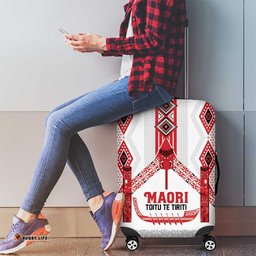 Toitu Te Tiriti Waitangi Luggage Cover White Wharenui House LT9