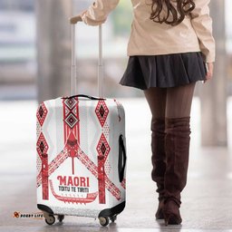 Toitu Te Tiriti Waitangi Luggage Cover White Wharenui House LT9