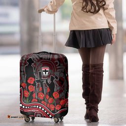 St Kilda Saints ANZAC Day Luggage Cover Indigenous Dot Art with Poppy Flower Tribute TS04