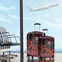 St Kilda Saints ANZAC Day Luggage Cover Indigenous Dot Art with Poppy Flower Tribute TS04