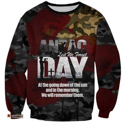 Australia ANZAC Day Sweatshirt We Will Remember Them Poppy Camouflage LT14