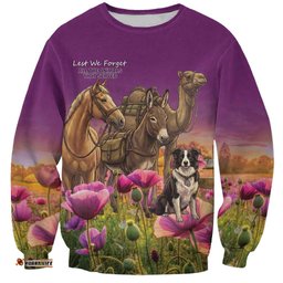 ANZAC Day Sweatshirt Lest We Forget The Animals Of War LT15