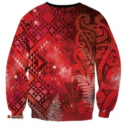 Aotearoa Taniko Matariki Sweatshirt Cosmic Red LT7