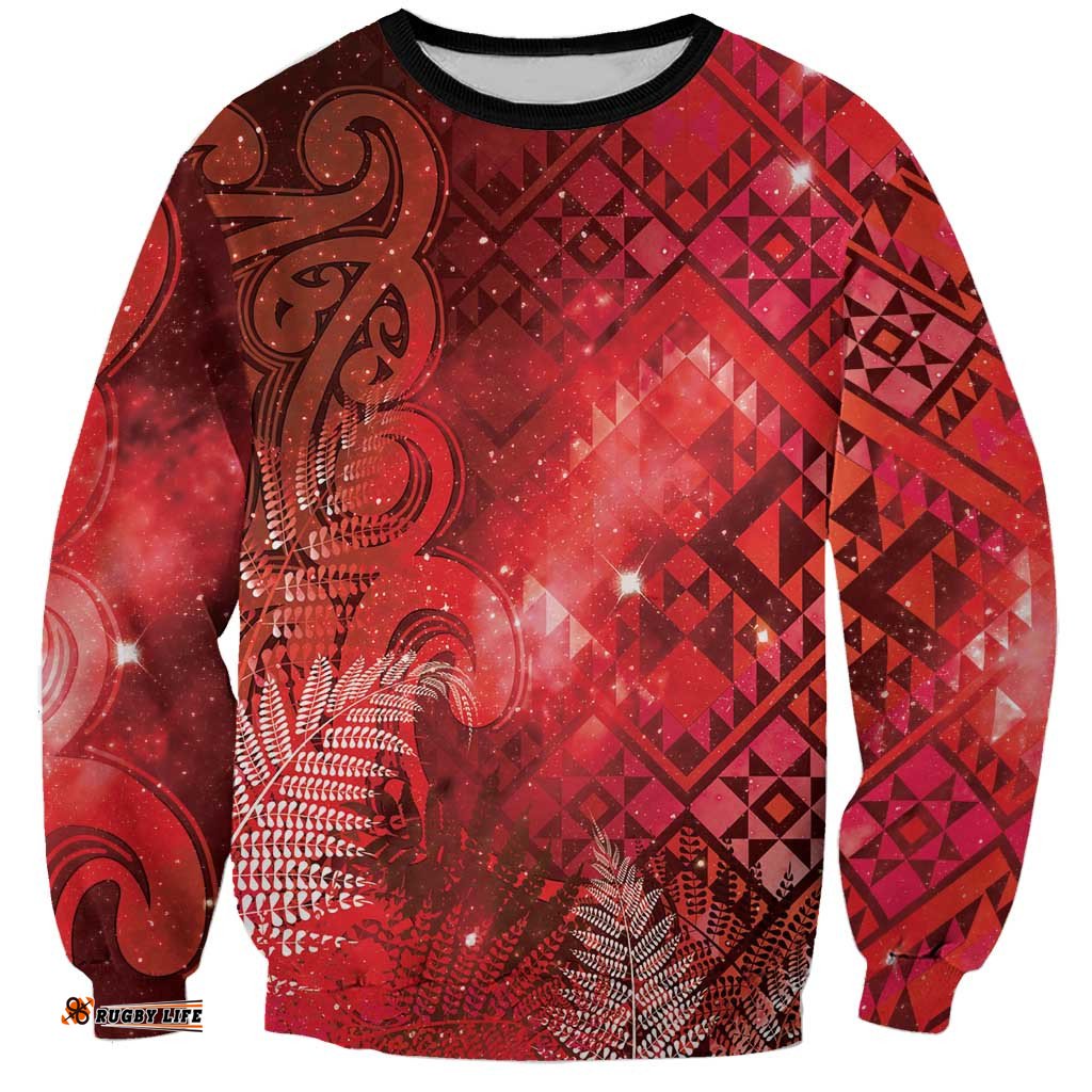 Aotearoa Taniko Matariki Sweatshirt Cosmic Red LT7
