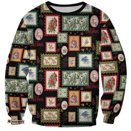 Aussie Birds Christmas La La Land Sweatshirt Black Vintage Stamp Edition LT9