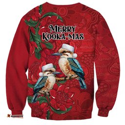 Aussie Kokaburra Waratah Christmas Sweatshirt Aboriginal Dots Painting LT9