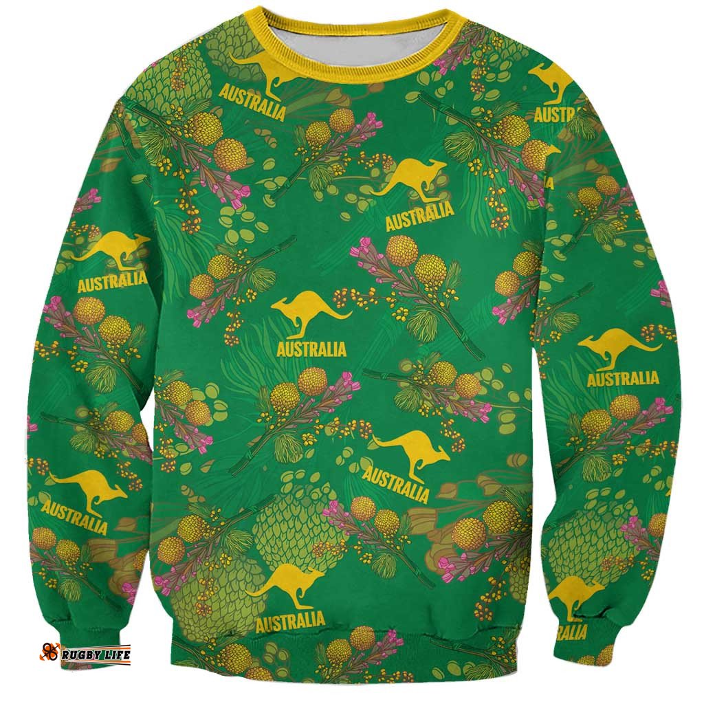 Australia Billy Buttons Sweatshirt Aussie Pycnosorus Kangaroo Seamless Style LT14