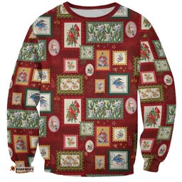 Aussie Birds Christmas La La Land Sweatshirt Red Vintage Stamp Edition LT9