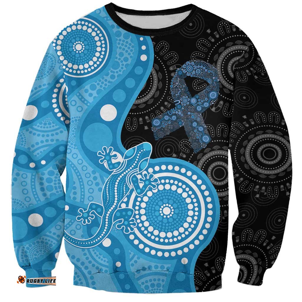 Australia Autism Awareness Month Sweatshirt Indigenous Lizard With Blue Ribbon LT14