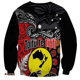 Aotearoa and Australia Toitu Te Tiriti Sweatshirt Honour the Treaty - Te Tiriti Is Us LT03