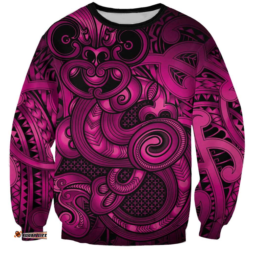 Aotearoa Maori Hei Tiki Sweatshirt Mawhero Kowhaiwhai Puhoro Motif LT9