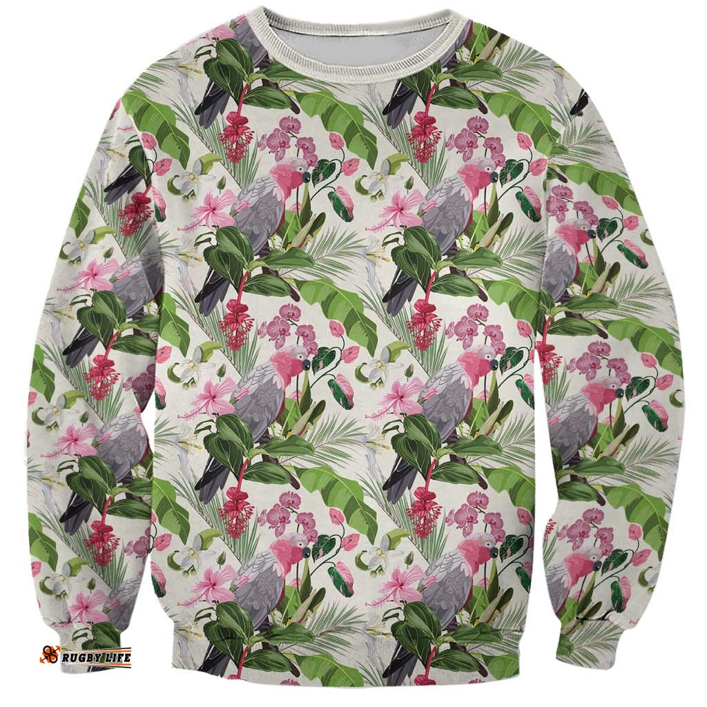 Aussie Pink Cockatoo Flowers Seamless Pattern Sweatshirt LT9