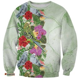 Aussie Budgies Blue And Green Tropical Birds Sweatshirt LT9