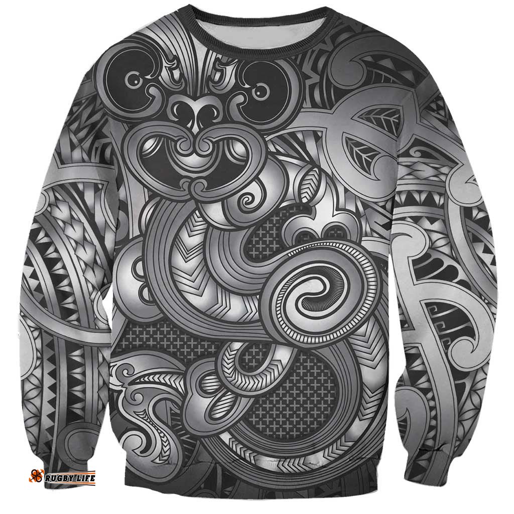 Aotearoa Maori Hei Tiki Sweatshirt Kiwikiwi Kowhaiwhai Puhoro Motif LT9