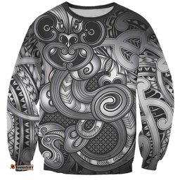 Aotearoa Maori Hei Tiki Sweatshirt Kiwikiwi Kowhaiwhai Puhoro Motif LT9