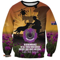 Animal War Heroes Australia ANZAC Day Sweatshirt We Will Always Remember Them LT14