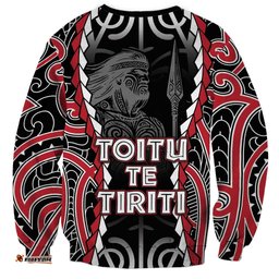 Aotearoa Waitangi Day Sweatshirt Maori Warrior Tribal Tattoo LT05