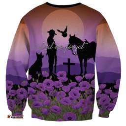 Australia ANZAC Animal Heroes Sweatshirt Purple Poppies LT7