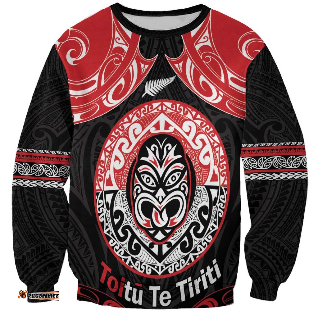 Aotearoa Toitu Te Tiriti Sweatshirt Haka Tiki Honour The Treaty LT14