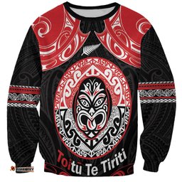 Aotearoa Toitu Te Tiriti Sweatshirt Haka Tiki Honour The Treaty LT14