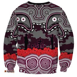 ANZAC Day Manly Warringah Sea Eagles Sweatshirt Military Memorial Aboriginal Indigenous Art TS04