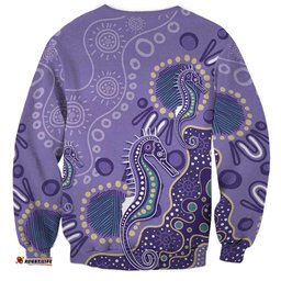 Australia Epilepsy Awareness Sweatshirt Aboriginal Purple Ribbon with Seahorse LT7