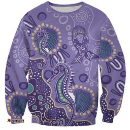 Australia Epilepsy Awareness Sweatshirt Aboriginal Purple Ribbon with Seahorse LT7