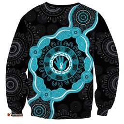 Australia Ovarian Cancer Awareness Sweatshirt Brave Strong Teal Ribbon Aboriginal Art LT14