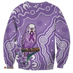 Australia Epilepsy Awareness Sweatshirt Purple Budgerigar Plumeria Aboriginal LT14